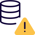Error warning notification on a secure database network icon