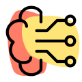 Neural network connected with brain power isolated on a white background icon