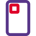 Back panel of cell phone with triple camera setup icon