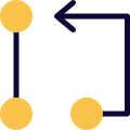 Algorithm diagram from one node to another node pathway icon