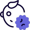 Baby infected with a coranavirus isolated on a white background icon