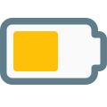 Smartphone medium battery power level indication isolated on a white background icon