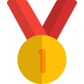 First place gold medal for achivement in games icon