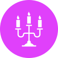 Lampadario a tre candele luminose icon