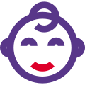 Smiling baby with eyes closed for internet messenger icon
