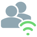 Wireless internet router key shared with multiple users in a group icon