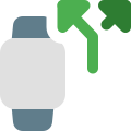 Smartwatch with call spilt arrows isolated on white backgsquare, icon