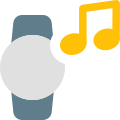 Music playback controls on digital smartwatch device icon