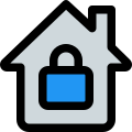 Smart house Access denied with a locked feature isolated on a white background icon