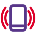 Mobile phone ringing isolated on a white background icon