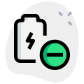 Battery charging cycle damaged with negative symbol icon