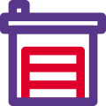 Industrial storage facility warehouse for material boxes icon