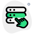 Button on a server computers for accessing database isolated on a white background icon
