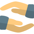 Hands connecting concept of support and team effort icon