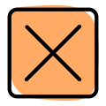 Cross sign in box for decline, isolated in a white background. icon