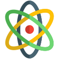 Science class with nucleus and atoms revolving around it icon