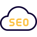 Seo service on a cloud server isolated on a white background icon