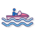 внешние-лодки-водные виды спорта-флатиконы-линейные-цветные-плоские-значки icon