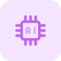 Microprocessor Technology with artificial intelligence isolated on a white background icon