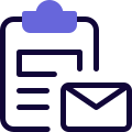 Share report attached with clipboard with envelope logotype icon