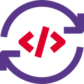 Programming language software syncing with circular loops icon