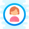 Usuário mulher com círculo icon