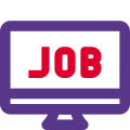 Searching for job seeking website on a desktop computer icon