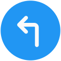 Turn left sign on a sign board icon