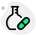 Lab research on experimental drug medicine with flask icon