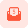 International money order payment in an envelope icon