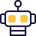 Industrial robot with falter design isolated on a white background icon