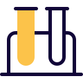 Test tube placed in holder for collecting samples icon