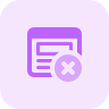 Remove content from the web browser with cross sign icon