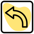 Turn left sign for traffic direction layout icon