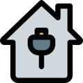 Home with energy plug connected isolated on a white background icon