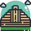 esterno-piramide-maya-punto di riferimento-justicon-colore-lineare-justicon icon