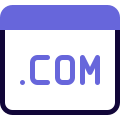 Dot com domain for sale under landing page template icon