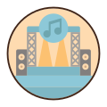 外部音乐会音乐节 Flaticons 线性颜色平面图标 icon
