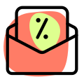 Mail earning pecentage earned in an envelope icon