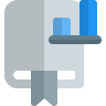 Book on statics and bar graph isolated on a white background icon