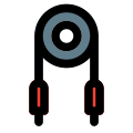 Audio amplification cable with both ways connection icon