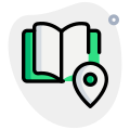 Location of a bookstore isolated on a white background icon