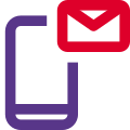 Mobile with email notification and envelope logotype icon