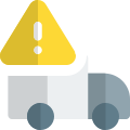 Warning logotype from running cargo logistic truck icon