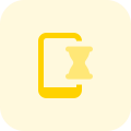 Timer function on smartphone like sand timer logotype icon