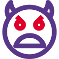 Devil face angry emoticon shared on social media icon