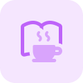 Academic book with a coffee cup isolated on a white background icon