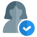 Check mark on a natural user for authentication and approval icon