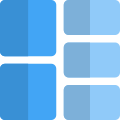 Square block split into several parts icon
