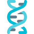DNA structure of a human body in a round motion icon